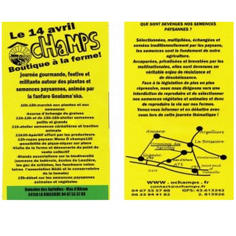 Fête à la ferme Ô Champs le 14 avril 2013